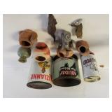 Assorted Containers,  Small Pottery & Figures