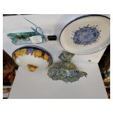 Dip Chiller, Hand Painted Plate, Vase, Covered