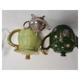 Green Kettles & Small silver Like Creamer