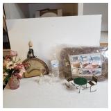 Primitive Swan Lamp, 2 Bells, Flower Arrangement,