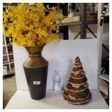 Vase With Flowers And Wooden Beehive Decor