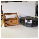 Vintage Shoe Shine Box And Am/for Radio With Disc