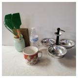 Campbell Soup Mug, Silver Like Condiment Tray And