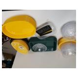 Yellow/black/green Plastic Baskets & Clear Bowls