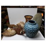 Vases And Stuffed Fowl