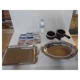 Silver Like Serving Trays. Chili Bowls And Picks