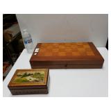 Backgammon And Checkers Game And Trinket Box