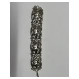 Ladies Wide Floral Bracelet - Marked Sterling