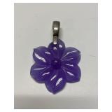 Large Purple Flower Pendant - Marked 925 GSJ