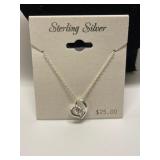 Ladies Heart Pendant Necklace w/clear stone -