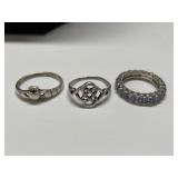 (3) Ladies Rings - Claddaugh, Celtic, & Purple