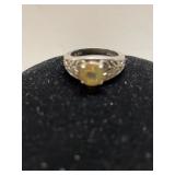 Ladies Ring w/Light Yellow Stone - Marked 925
