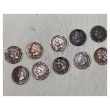 Indian Head Cents Lot of 10 w/Full Dates