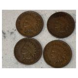 4 High Grade Full Liberty Indian Head Cents