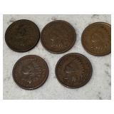 Lot 5 Better Grade Indian Head Cents