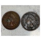 Fantastic Pair Rainbow Toned Indian Head Cents
