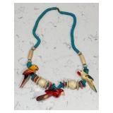 Handcarved Macaw Parrot Turquoise Tiki Islander