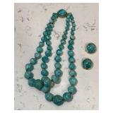 Signed Kramer Vintage Larimar Style Necklace &