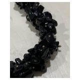 Vintage Black Obsidian Gemstone Chip Bracelet