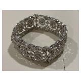 Ornate Filligree Cuff Bracelet w/Rhinestones