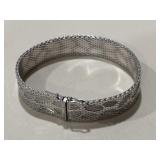 Unusual Snakeskin Style Silver Cuff Bracelet