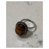 Tiger Eye Gemstone Ring Marked .925