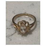 Vintage CZ Diamond Gold Wedding Ring 14KT hge