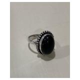 Black Onyx Southwestern Style Ring Marked .925