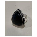 Southwestern Black Onyx Gemstone Ring Marked .925