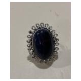 Ornate Sodalite Gemstone Ring Marked .925