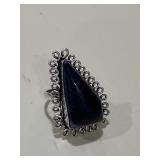 Large Sodalite Natural Gemstone Ring Marked .925