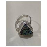 Abalone Shell Ring Marked .925