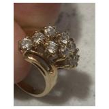Vintage Gold Ring w/ Clear Rhinestones, Diamond?