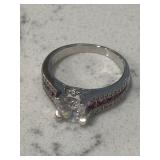 Pink Sapphire CZ Ring Wedding Band Marked .925