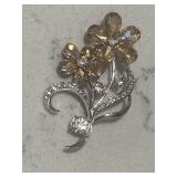 Vintage Rhinestone Pendant w/Yellow Topaz Flower