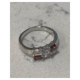 Vintage Style Garnet Gemstone Ring Marked .925