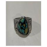 Tibetan Silver Turquoise Ring Marked .925