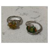 Ornate Art Murano Glass Silvertone Rings