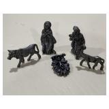 Pewter Manger Scene Nativity w/Jesus