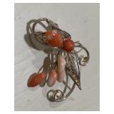 Vintage Pink Orange Ornate Coral Pendant