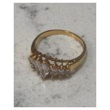 Vintage Gold Ring w/ Clear Rhinestones, Diamond?