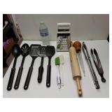Cooking Utensil Rolling Pin, Grader Tongs And