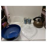 Heart Shaped Glass Dish, Christmas Mugs, Bowl.