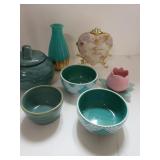 Green Stoneware, Teal Vase & More