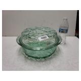 Oven Proof Green Glass Covered Dish