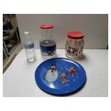 Christmas Jug, Jar And Plate
