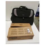 Box Of Folders & Targus Laptop Case