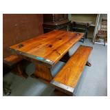 Picnic Table Style Solid Wood Dining Room Set