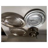 Silver Like Serving Bowls, Decorative Plate