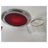 Mr Coffee Pot, Red Plate With Silver Like Trim